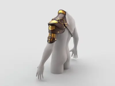 Male Leather Pauldron 3D model