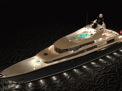 Phoenix2 Superyacht Night Scene 3D model