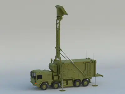 Mobile Tracking Radar Truck 3D model