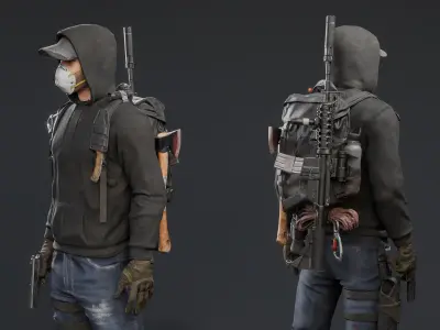 Post Apocalyptic Survivor Character  Low-poly 3D model