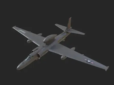 USA Air Force Lockheed U2S Dragon Lady reconnaissance airplane Low-poly 3D model