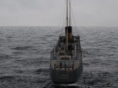 Ship in the Middle of Ocean Animation 3D model