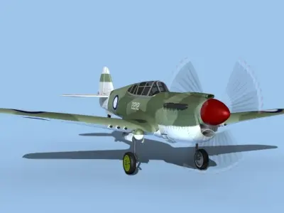Curtiss P-40F Tomahawk V13 RNZAF 3D model