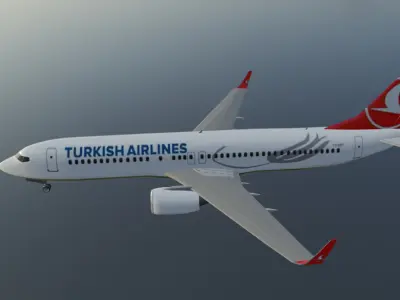 Turkish Airlines Boeing 737-800 low poly 3D Model  Low-poly 3D model