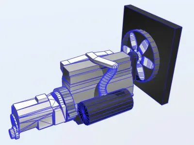 Simple low-detail diesel engine Low-poly 3D model