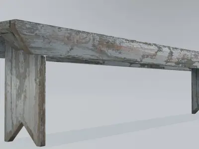 Wooden Vintage Bench Free low-poly 3D model