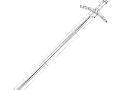 Medieval Bastard Sword Low-poly 3D model