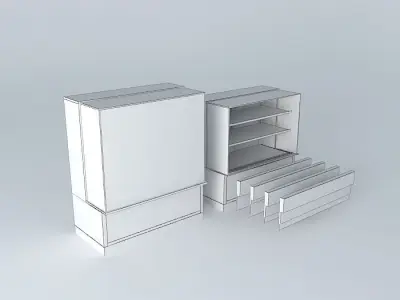 Kit805PD two display cases with glass shelves Free 3D model