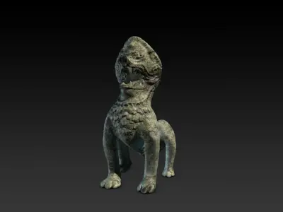 Cambodian stone lion Low-poly 3D model
