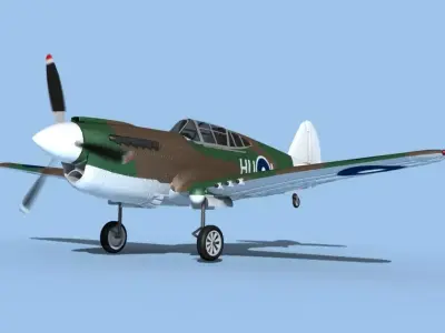Curtiss P-40F Tomahawk V09 RAAF 3D model
