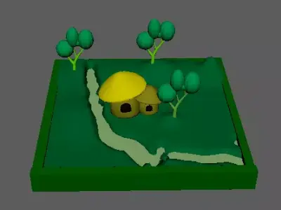 A small environment Low-poly 3D model