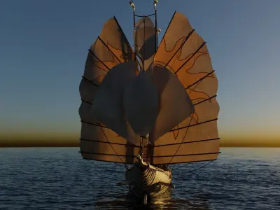 High detailed Ship of Numenor rigged - The Rings Of Power 3D model