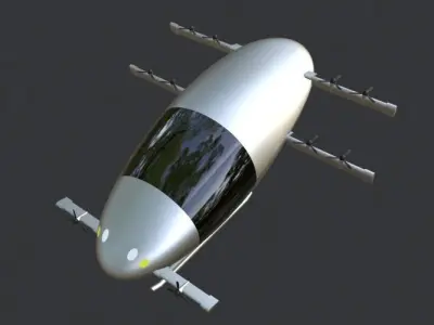 Low Poly Simple Cartoon Flying Car Low-poly 3D model