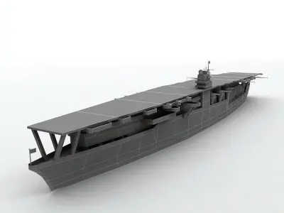  Akagi Aircraft Carrier Ship WWII Low-poly 3D model