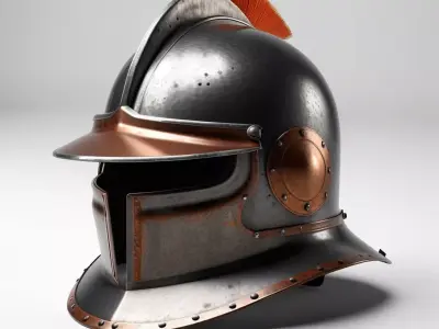 Dented Knight Steel Helmet 3D 3D model
