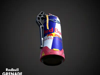 Redbull grenade stylized  Low-poly 3D model