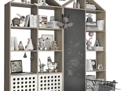 Kids room furniture and decor 2 3D model