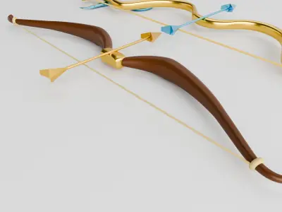 Elegant Fantasy Bow and Arrow Set Free low-poly 3D model