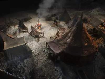 Top-Down Barbarian Camp - LowPoly Low-poly 3D model