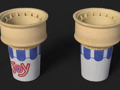 Cake Cone with Ice Cream Scoops Collection 2 3D model