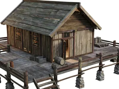 Old Lake House 24 PBR 4K GameReady Low-poly 3D model