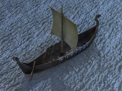 Viking ship Low-poly 3D model