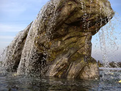 Arch Rock with Fountains 3D model