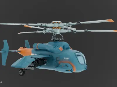 Futuristic Muscle Helicopter Low-poly 3D model