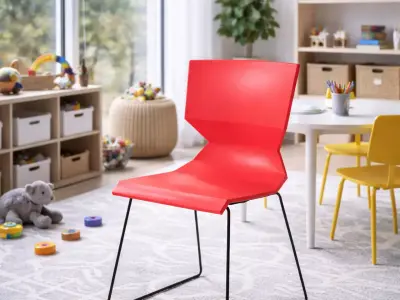 Modern Red Geometric Kids Chair - MorisonDesign 4K PBR Free low-poly 3D model