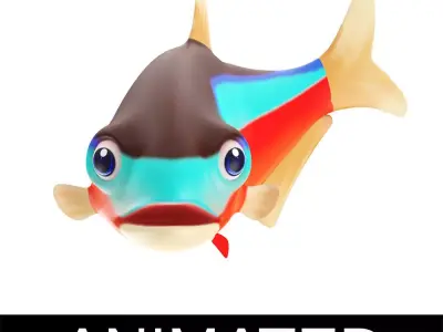 Cardinal Tetra fish animated Low-poly 3D model