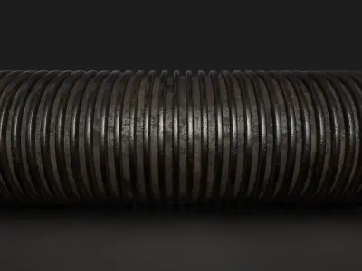 4 Foot by 1 Foot Black Corrugated Tube Free 3D model