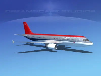 Airbus A320 LP Northwest Airlines Low-poly 3D model