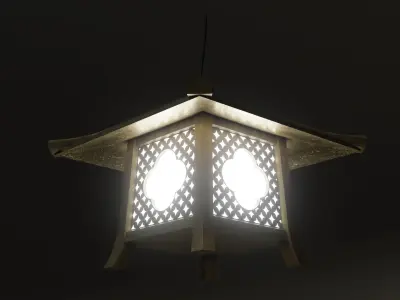 Japanese Golden Lamp Low-poly 3D model