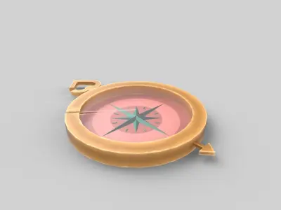 Stylized compass Low-poly 3D model