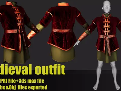 Medieval man costume 3D model