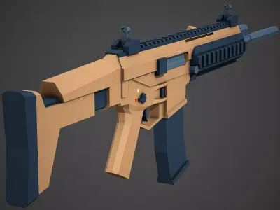 Stylized Bushmaster ACR Rifle Low Poly Mobile Ready Low-poly 3D model