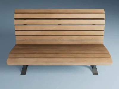 Wooden Street Park Bench 3D Model 02 3D model