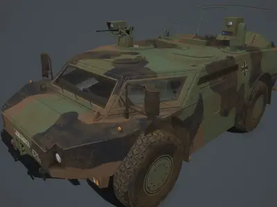 Fennek army vehicle Low-poly 3D model