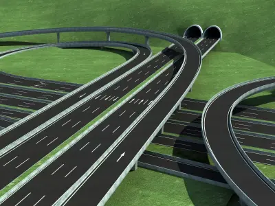 Highway Intersection Road Bridge 3D model