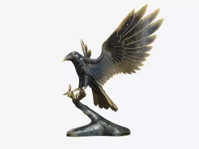 Raven Sculpture Low-poly 3D model
