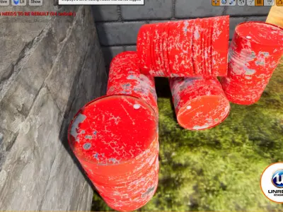 metal red barrel Low-poly 3D model