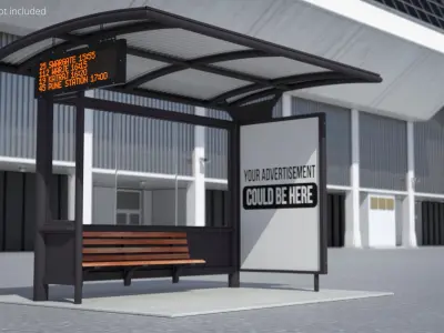 Smart Bus Stop Shelter with LED Arrival Board 3D model