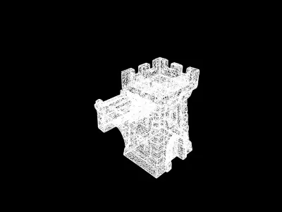 Stylized Watchtower and Gate Low-poly 3D model