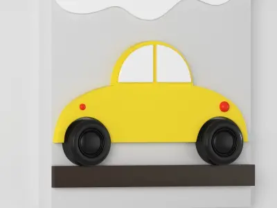 Wood Kids Wall Decor transport 3D model