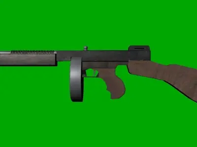 Thompson Machine Gun Low-poly 3D model
