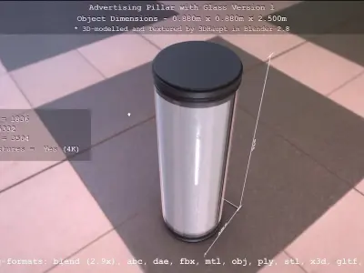 Advertising Pillar with Glass 1 Low-poly 3D model