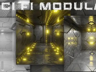 Sci Fi Interiors Modular Low-poly 3D model