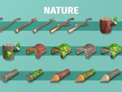 Survival Asset Kit Low-poly 3D model