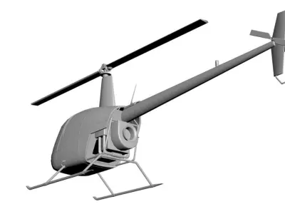 Small yellow helicopter 3D model