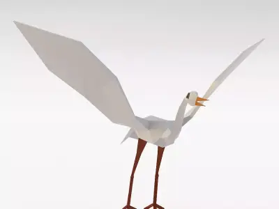 Crane bird 3d model  Low-poly 3D model